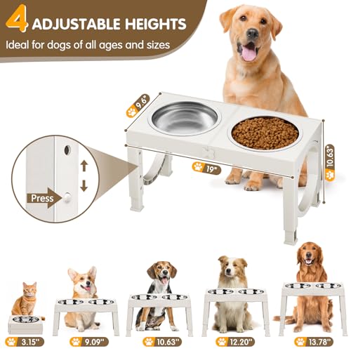 XIAZ Elevated Dog Bowls Large Breed Raised Dogs Bowl Stand Large/Medium Sized Dog Stainless Steel Food Water Bowl Stands 5 Heights Adjustable 9/11/12/14in Pet Feeder Dish Station - Image 2