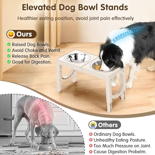 XIAZ Elevated Dog Bowls Large Breed Raised Dogs Bowl Stand Large/Medium Sized Dog Stainless Steel Food Water Bowl Stands 5 Heights Adjustable 9/11/12/14in Pet Feeder Dish Station - Image 3