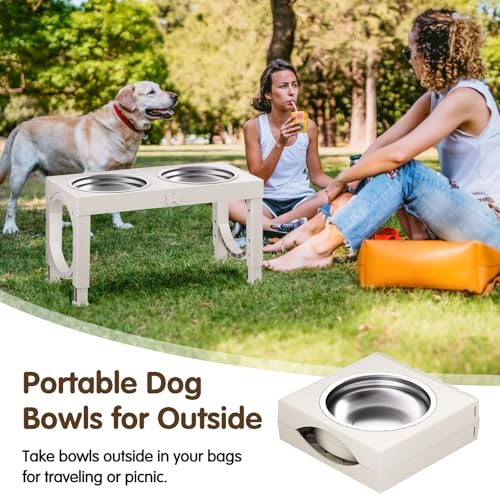 XIAZ Elevated Dog Bowls Large Breed Raised Dogs Bowl Stand Large/Medium Sized Dog Stainless Steel Food Water Bowl Stands 5 Heights Adjustable 9/11/12/14in Pet Feeder Dish Station - Image 5