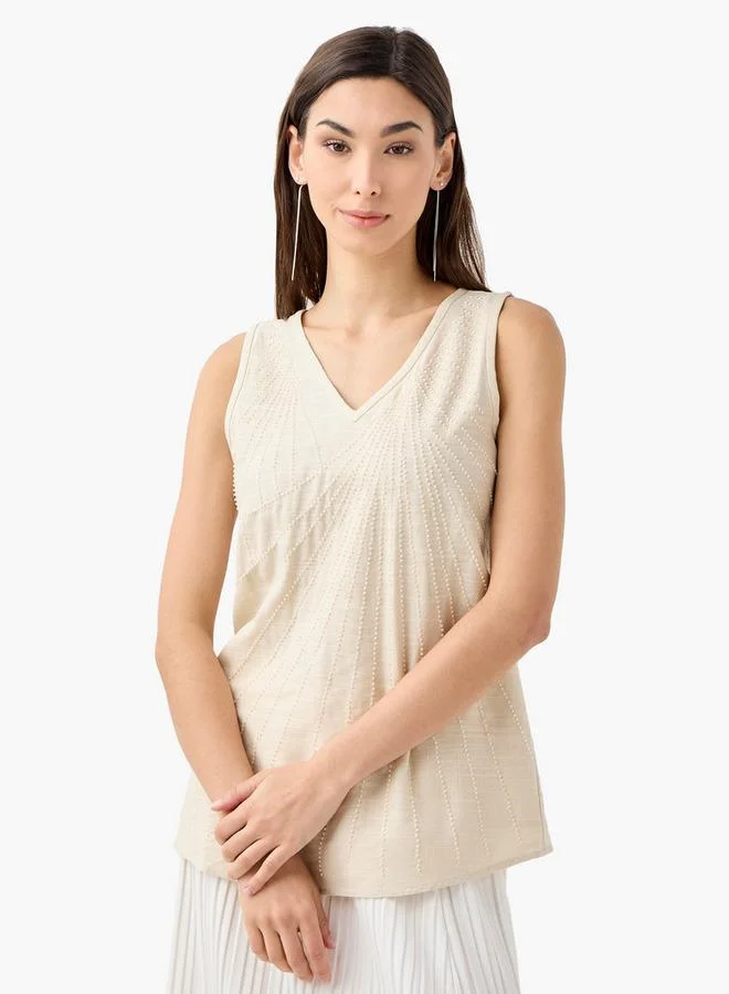 ايكونيك بلوزة بدون أكمام مزينة بأيقونة بياقة على شكل