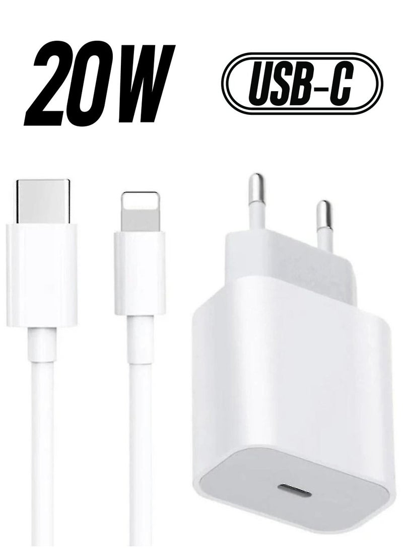 ELTRAZONE - For Iphone 20w Charger Apple 11/12/13 Usb-c To Lightning Power Adapter 1m Data Cable Eu Plug - Image 1