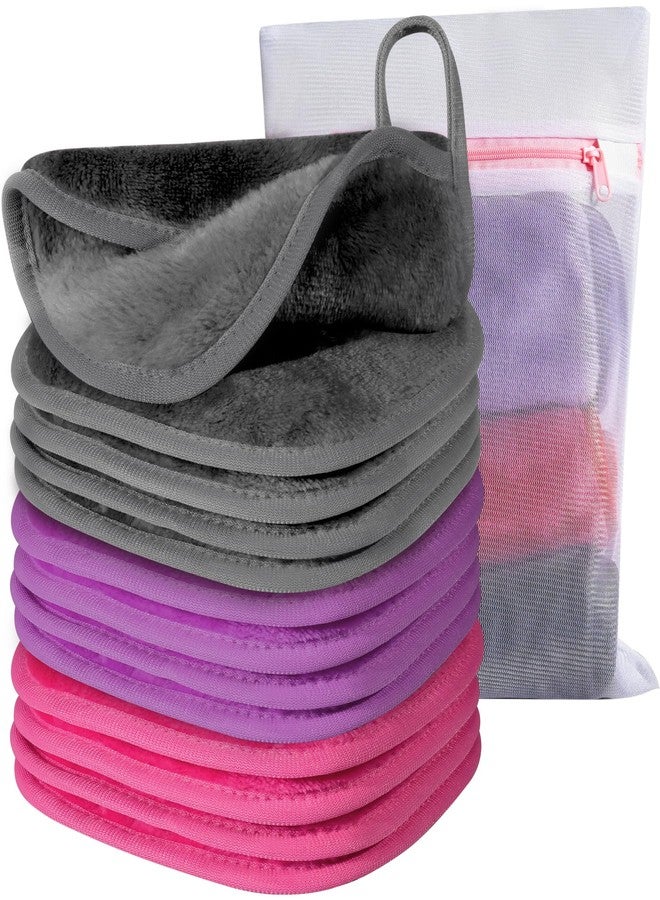 Natwag Makeup Remover Cloth, 6" x 6" Make Up Towels Reusable Face Cloth for Washing Face, Makeup Remover Pads Microfiber Face Washcloth with Mesh Bag, Just Water, Eco-friendly, 12 PACK - Image 1