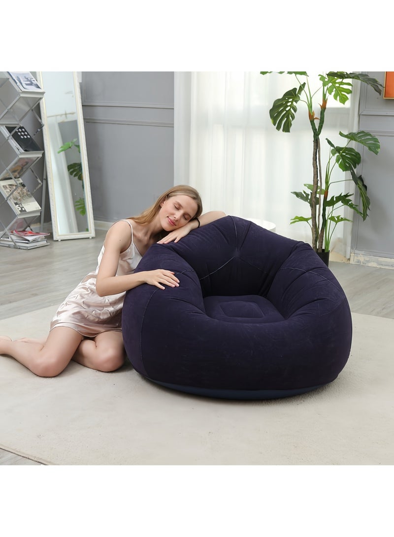 JINFANLI Inflatable Flocked Portable and Easy to Store Single Lazy Sofa, Outdoor Leisure Thickened Reclining Chair Bean Bag Sofa Bed - Image 2