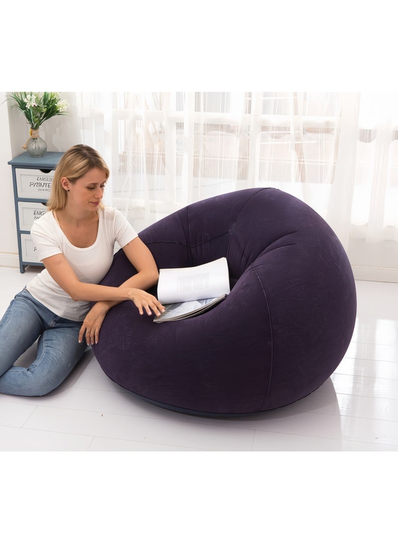 JINFANLI Inflatable Flocked Portable and Easy to Store Single Lazy Sofa, Outdoor Leisure Thickened Reclining Chair Bean Bag Sofa Bed - Image 5