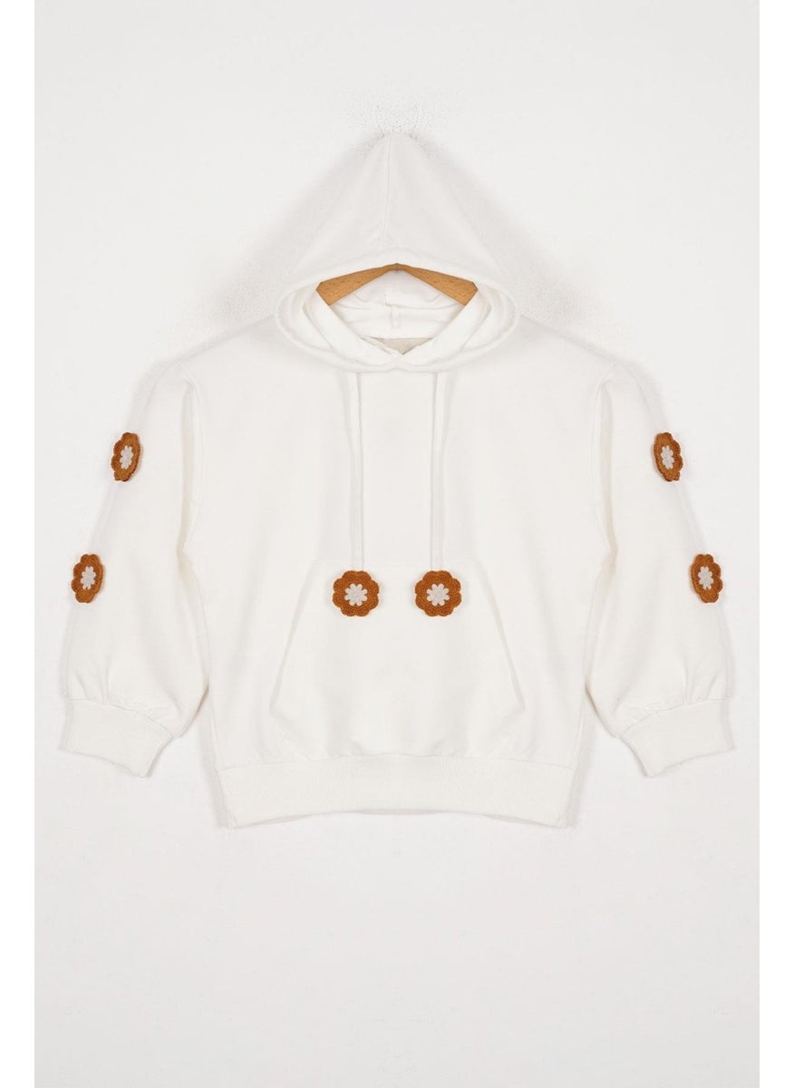 WEWE Hooded Long Sleeve Ecru Color Girls Sweatshirt  - Image 1