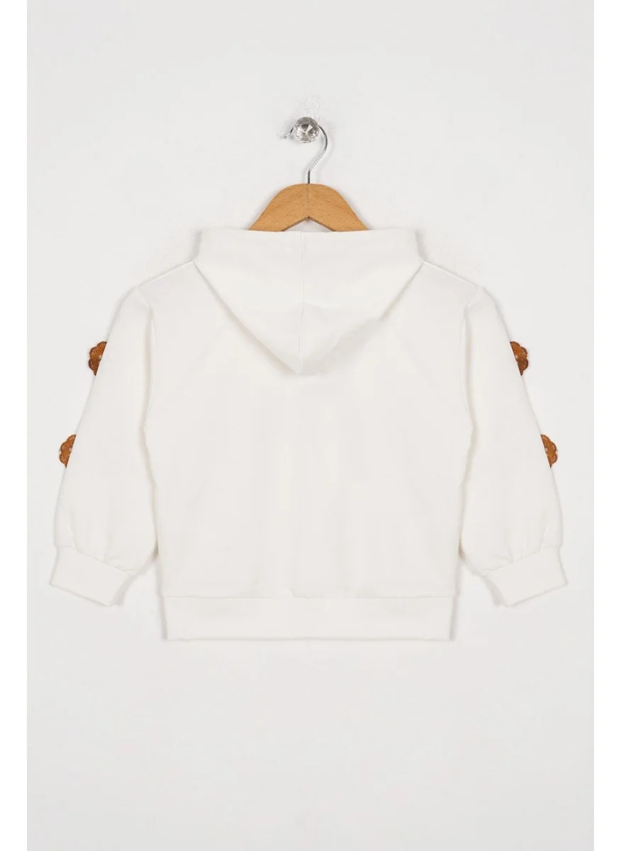 وي وي Hooded Long Sleeve Ecru Color Girls Sweatshirt