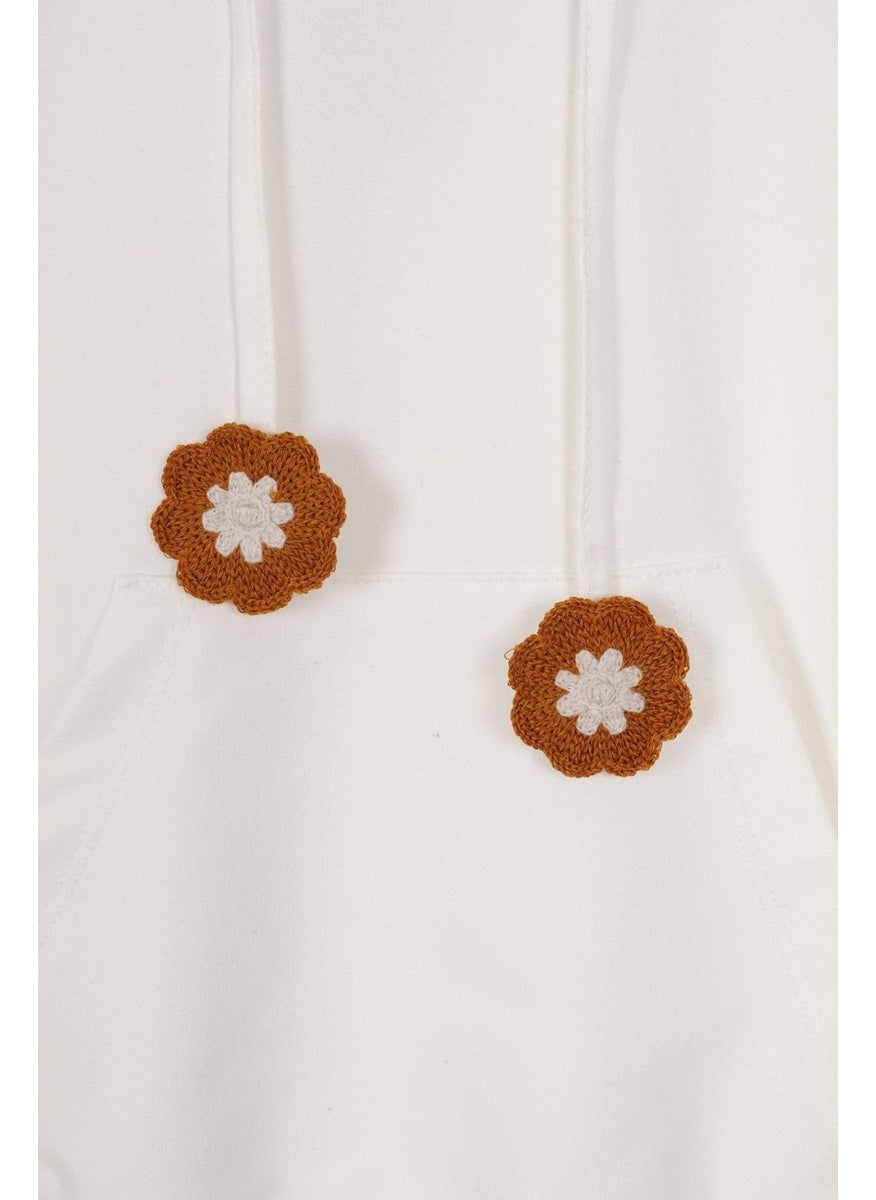 WEWE Hooded Long Sleeve Ecru Color Girls Sweatshirt  - Image 3