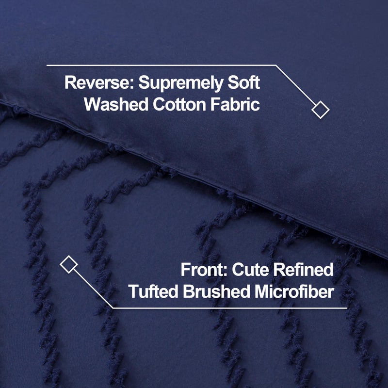Litanika Litanika Navy Blue King Comforter Set  3 Pieces Lightweight Tufted Bedding Sets  Down Alternative Comforter Fluffy Bed Set Gift Choice  - Image 5