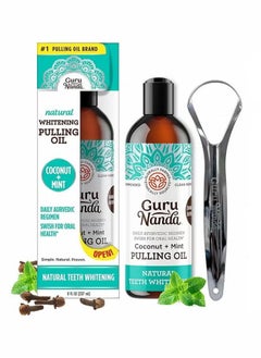 GuruNanda Natural Whitening Coconut Oil Pulling With 7 Essential Oils And Vitamin D3, E, K2 Mickey D, 8 Fl Oz 