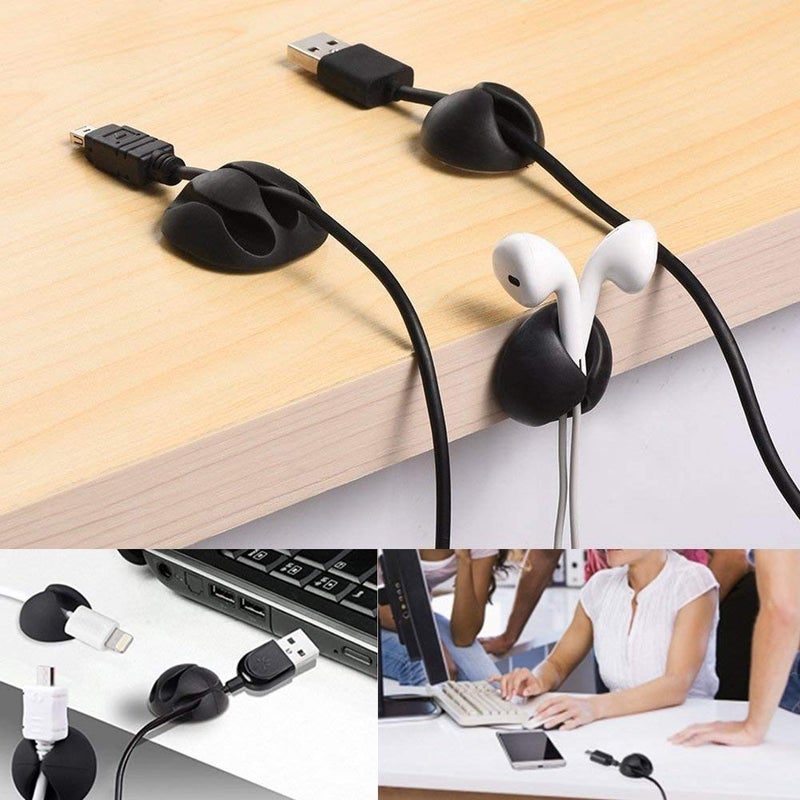 ROY ENTERPRISE ROY ENTERPRISE 10 Pcs Cord Cable Wire Holder Protector Organizer Accessories Self Adhesive Cable Straps Hook and Loop Cable Ties for Home Office Car Desktop Laptop Computer Management  - Image 5