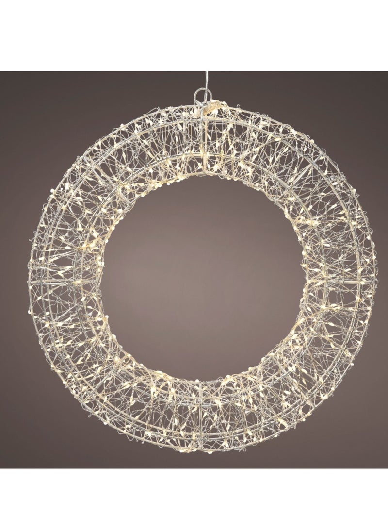Kaemingk - Kaemingk Christmas Micro Led Frame Light Gb Metal Wreath Steady Outdoor Silver 58Cm, 1 Piece - Image 1
