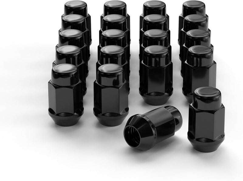 FLYCLE 12x1.5 Wheel Lug Nuts, 20PCS Black 12mmx1.5 Closed End Bulge Acorn Lug Nut, Cone Seat, 19mm Hex Aftermarket Wheels - Image 1