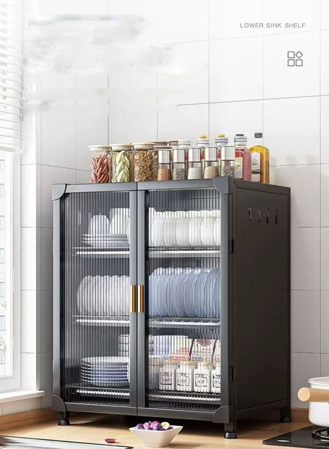 NKX 3-Tier Stackable Kitchen Organizer Cabinet with Doors - Image 1