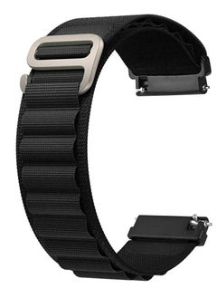 Generic 20mm Stretch Nylon Metal Alpine Loop Woven Strap ForAmazfit GTS 4 Mini - Bip 3 - GTS 2 Mini- Amazfit GTS 2-Amazfit GTS 4 - BALCK  - Image 1