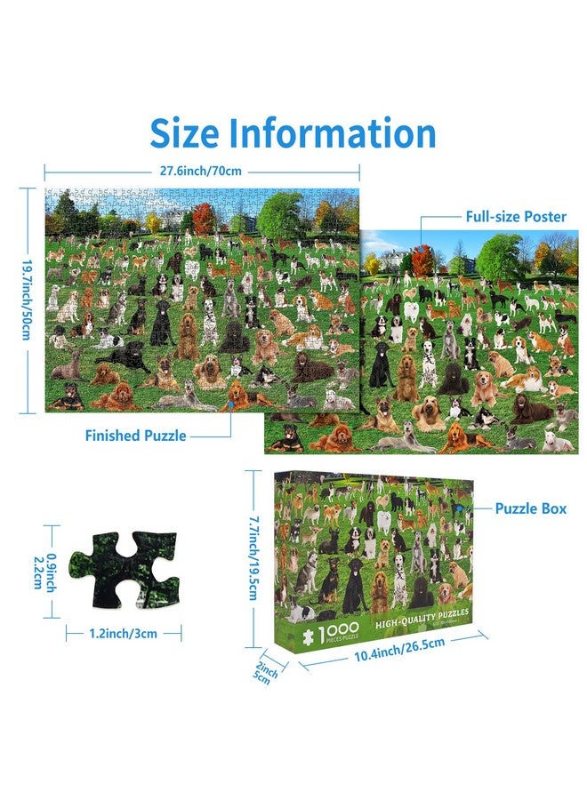CHengQiSM 1000 Piece Puzzle For Adults 101 Lawn Puppies Puzzles For Adults 1000 Pieces Dogs Park Jigsaw Puzzles 1000 Pieces For Adults 101 Puppy Group Photo Puzzle 1000 Pieces, 1000 Piece Puzzle Dog 1000 Puzzle - Image 3