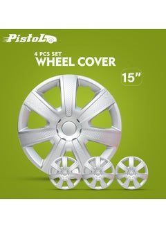 Pistol Automotive Hub Wheel Cap 15 Inch Wheel Hubcaps Set of 4 Pcs with Universal Snap On Rings Wheel Cover  Pistol WJ 5085 A 15  - Image 1