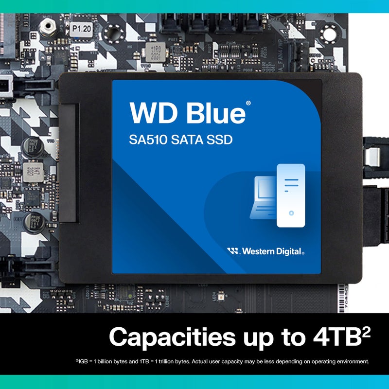 Western Digital Western Digital 1TB WD Blue SA510 SATA Internal Solid State Drive SSD - SATA III 6 Gb/s, 2.5"/7mm, Up to 560 MB/s - WDS100T3B0A - Image 3