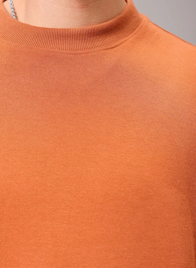 The Indian Garage Co Men Oversized Solid Crew Neck Overhead Sweatshirt