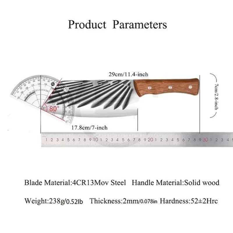 CEPLO Stainless Steel Kitchen Knives Knife MeatVegetable Chopper Full Tang Professional Kitchen Knives Handle Chari Chaku Chopping Knife Full Tang Handle for Home and Restaurant Knife_K - Image 2