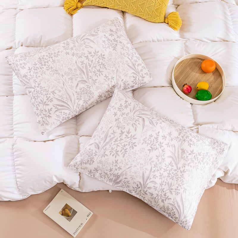 ECOCOTT ECOCOTT 2 Pack Floral Pillowcase King Size with Fresh Garden Floral Pillow Cases Set  100% Cotton Standard Pillow Covers Envelope Closure (King  20""x36"")  - Image 4