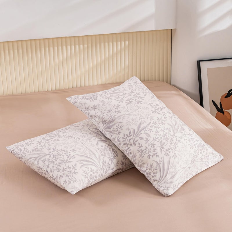 ECOCOTT ECOCOTT 2 Pack Floral Pillowcase King Size with Fresh Garden Floral Pillow Cases Set  100% Cotton Standard Pillow Covers Envelope Closure (King  20""x36"")  - Image 3