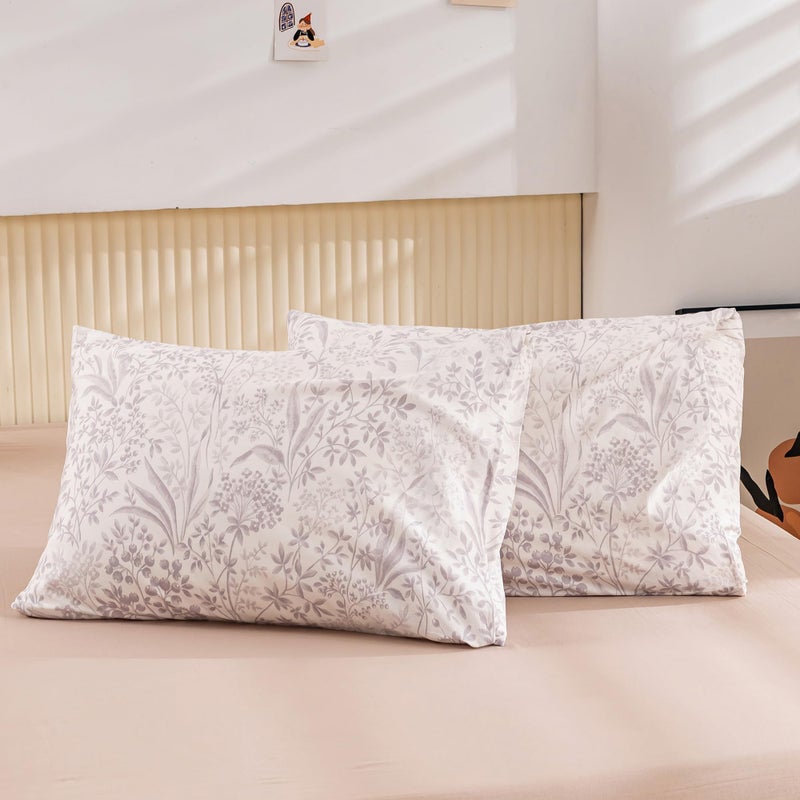 ECOCOTT ECOCOTT 2 Pack Floral Pillowcase King Size with Fresh Garden Floral Pillow Cases Set  100% Cotton Standard Pillow Covers Envelope Closure (King  20""x36"")  - Image 2