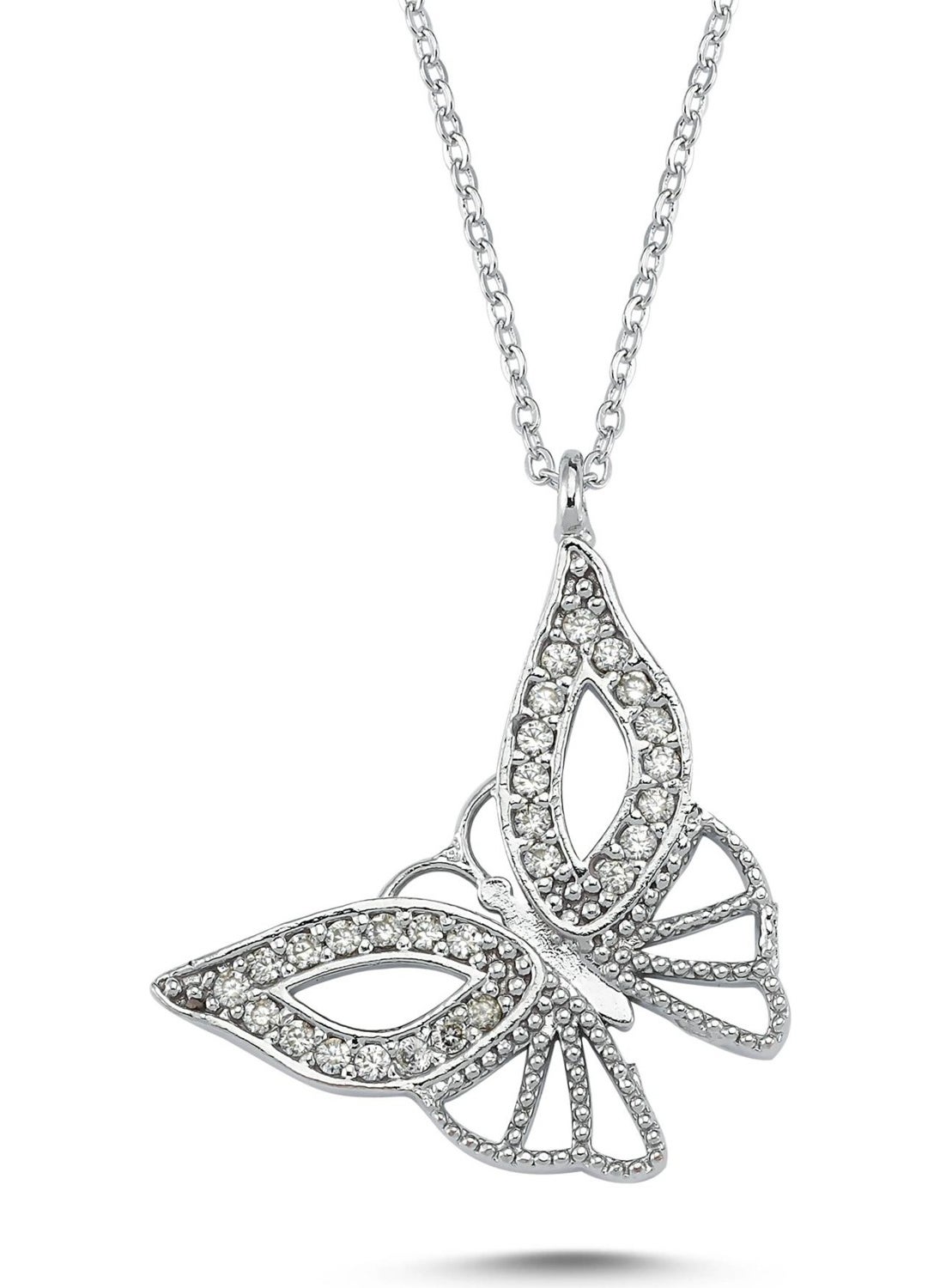 Takı Dükkanı Jewelry Store Zircon Stone Butterfly Model Women's Necklace  - Image 1
