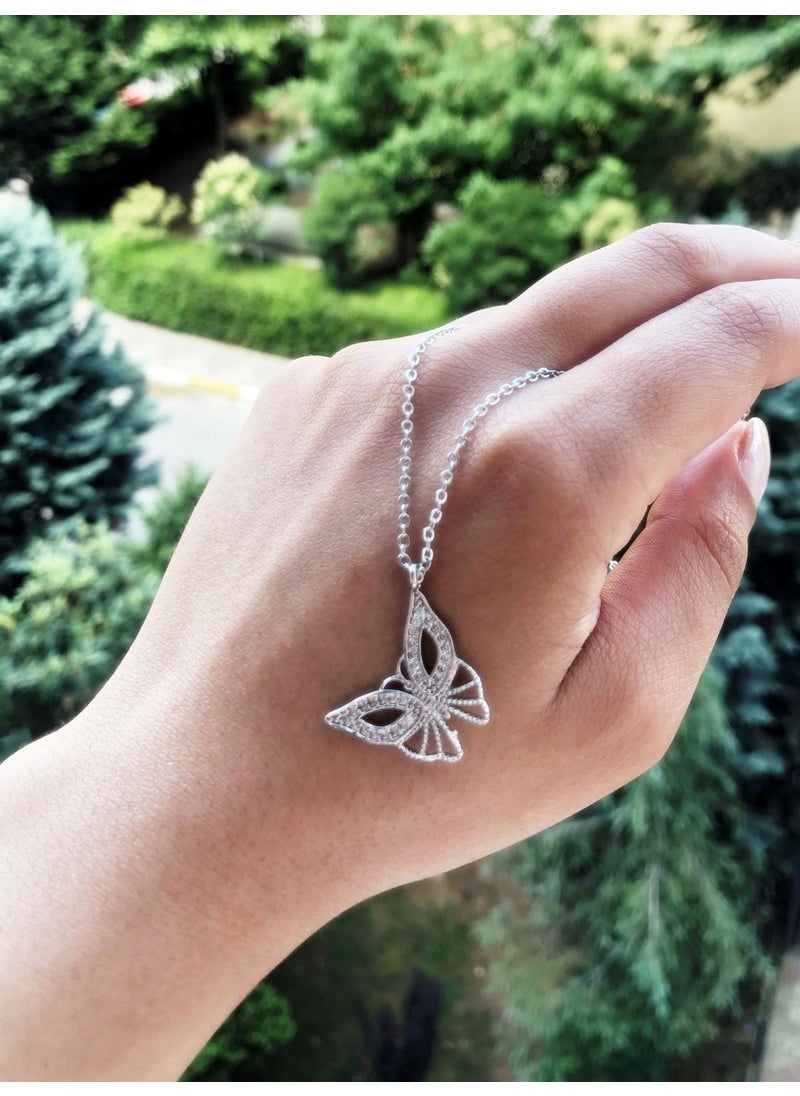 Takı Dükkanı Jewelry Store Zircon Stone Butterfly Model Women's Necklace  - Image 2