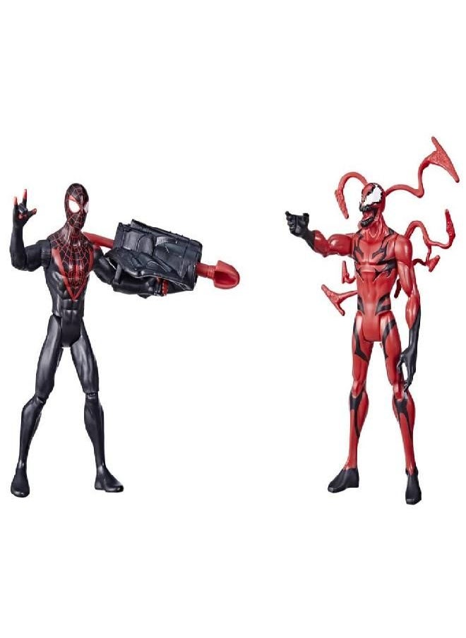Spider-Man - Spider-Man Marvel Miles Morales Vs Carnage Battle Packs, 6-Inch-Scale and Figure 2-Pack, Toys for Kids Ages 4 and Up - Image 1
