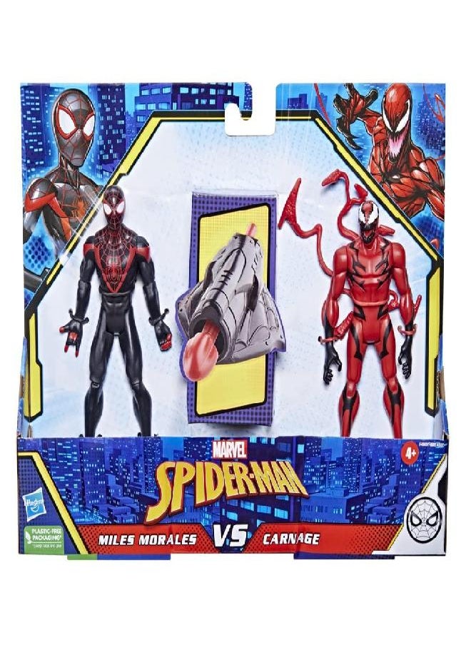 Spider-Man - Spider-Man Marvel Miles Morales Vs Carnage Battle Packs, 6-Inch-Scale and Figure 2-Pack, Toys for Kids Ages 4 and Up - Image 1