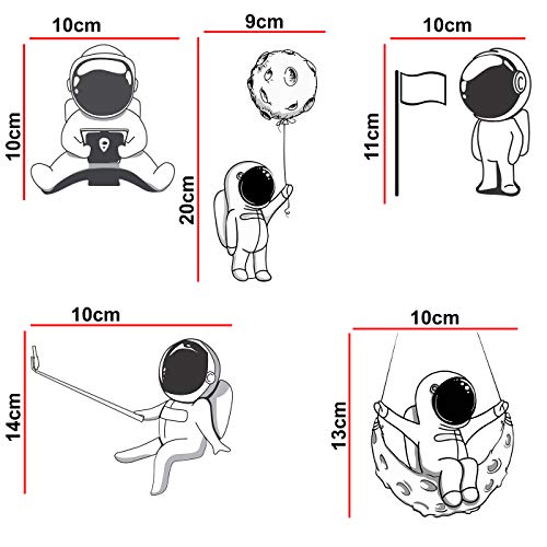 Decopix Astronauts, Space, Moon Decorative PVC Vinyl Wall Sticker Combo Pack for Switch Panel Board, Laptop, Fridge (Multicolour) - Set of 5 - Image 2