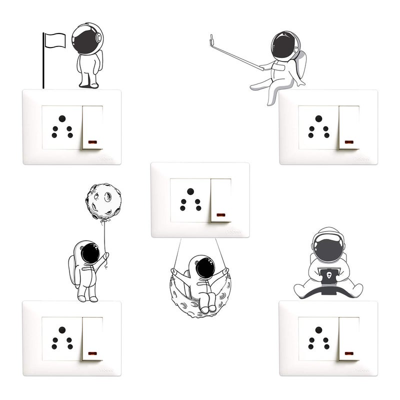Decopix Astronauts, Space, Moon Decorative PVC Vinyl Wall Sticker Combo Pack for Switch Panel Board, Laptop, Fridge (Multicolour) - Set of 5 - Image 5