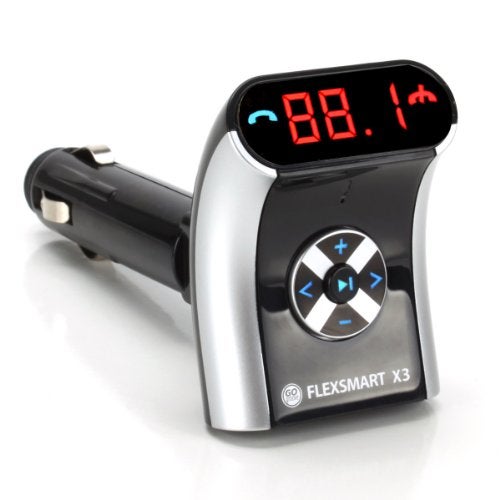 GoGroove محول بلوتوث صغير GOgroove FlexSMART X3 للسيارة للمكالمات بدون استخدام اليدين، شحن USB، التحكم في الموسيقى للهواتف الذكية، مشغلات MP3 - محول بلوتوث AUX للسيارة - جهاز إرسال راديو FM - Image 1