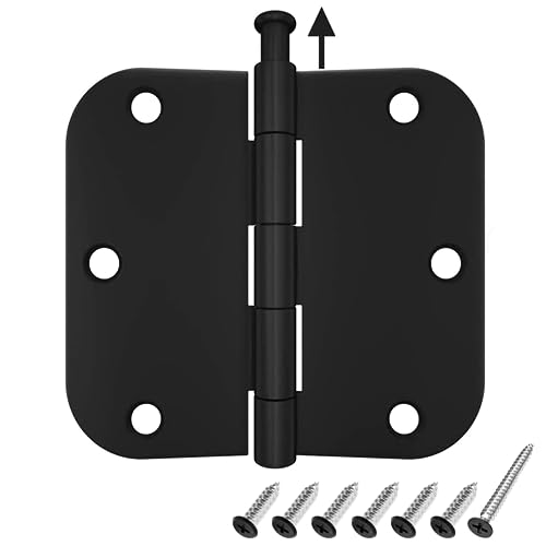 HOSOM 48 Pack Door Hinges Black Matte, Interior Door Hinges 3.5 x 3.5 inch Rounded with 5/8 Radius, Matte Black Hinges for Doors - Image 1
