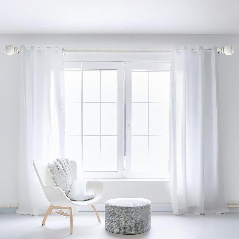 Deco Window Adjustable Curtain Rod for Windows 44 to 120 Inch Pack of 1 Extendable Heavy Duty 1 Inch Iron Drapery Pole with Finials Wall Mounted French Door Curtain Rods Ivory - Image 3