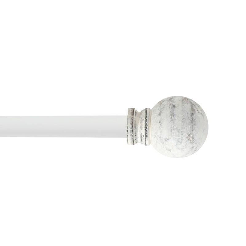 Deco Window Adjustable Curtain Rod for Windows 44 to 120 Inch Pack of 1 Extendable Heavy Duty 1 Inch Iron Drapery Pole with Finials Wall Mounted French Door Curtain Rods Ivory - Image 1