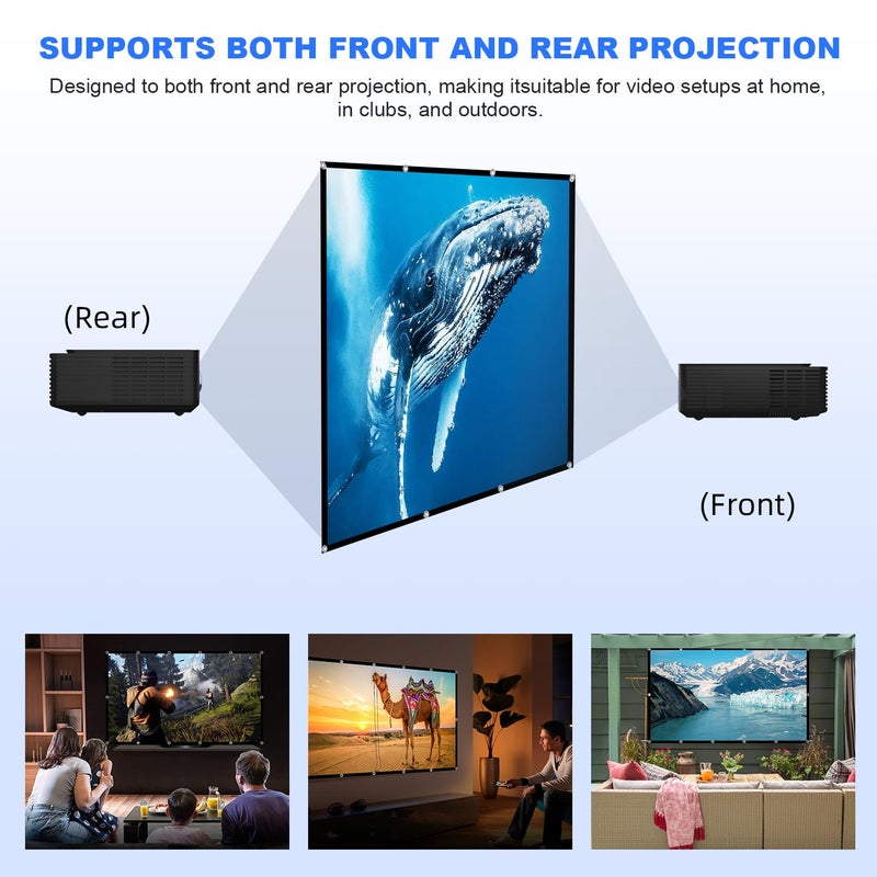 DUYIKJ Projector Screen, DUYIKJ 84 inch Foldable Portable Rear Front Projector Screen Indoor Outdoor 4K 16:9 HD Double Sided Projection Movies Screen for Camping Party,Backyard Home Theater - Image 2