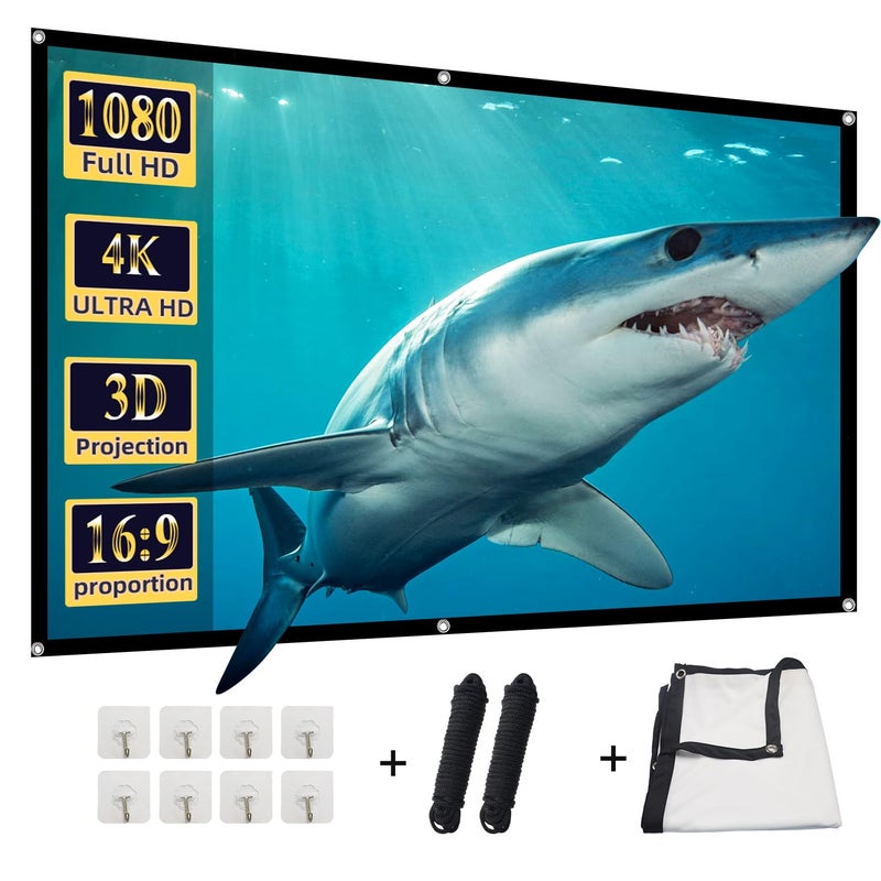 DUYIKJ Projector Screen, DUYIKJ 84 inch Foldable Portable Rear Front Projector Screen Indoor Outdoor 4K 16:9 HD Double Sided Projection Movies Screen for Camping Party,Backyard Home Theater - Image 1