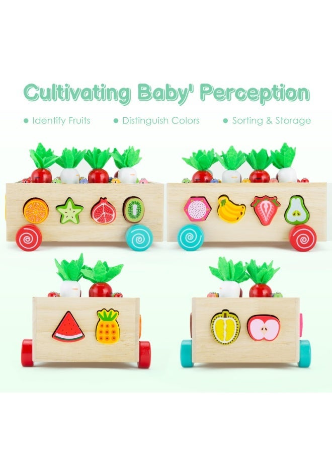 يونيكبيبي لعبة المزرعة التعليمية 7 في 1 للأطفال – لعبة خشبية مونتيسوري تعليمية، فرز الأشكال والفواكه، عربه سحب، تطوير المهارات الحركية والتركيز للأطفال الصغار - Image 4