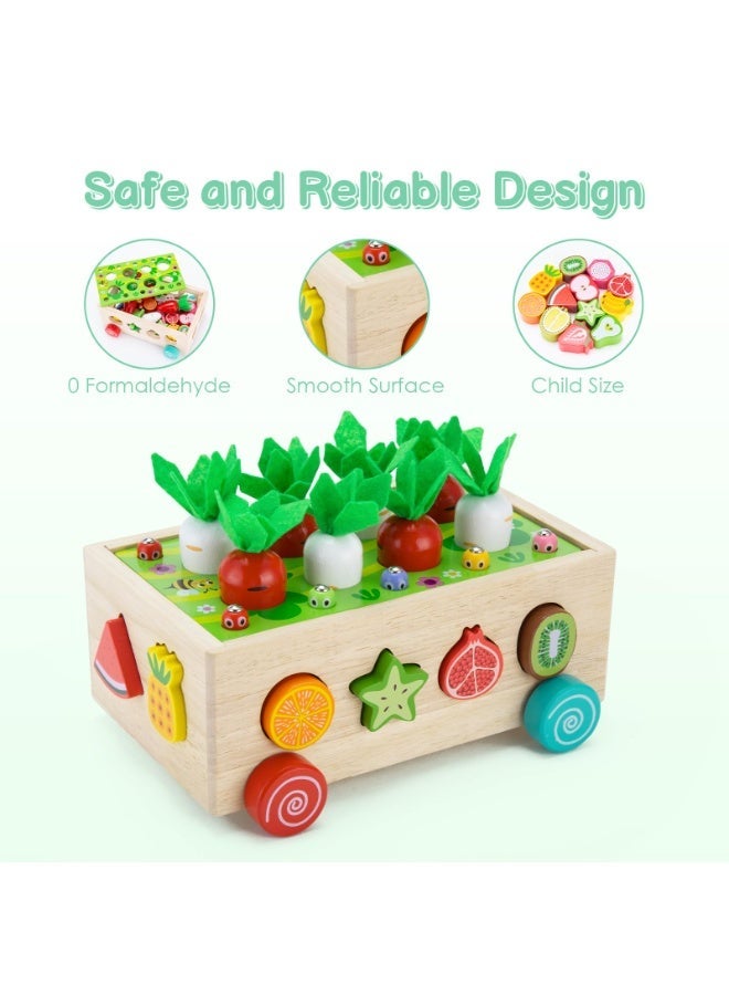 يونيكبيبي لعبة المزرعة التعليمية 7 في 1 للأطفال – لعبة خشبية مونتيسوري تعليمية، فرز الأشكال والفواكه، عربه سحب، تطوير المهارات الحركية والتركيز للأطفال الصغار - Image 5