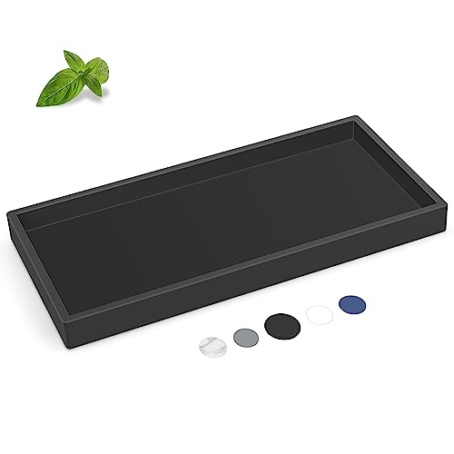EG-SIPRO Silicone Bathroom Tray, Shatterproof, Black, Rectangular, 10.6 x 5.1 Inches - Image 1