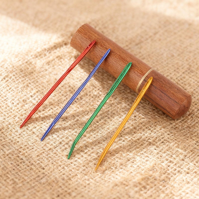 XIHIRCD 13pcs Large Eye Sewing Needles Kit, Stainless Steel Blunt & Bent Tapestry Needles with Wooden Case for Weaving Crochet Darning Yarn & Embroidery Knitting Crafts Projects Supplies Accessories - Image 5