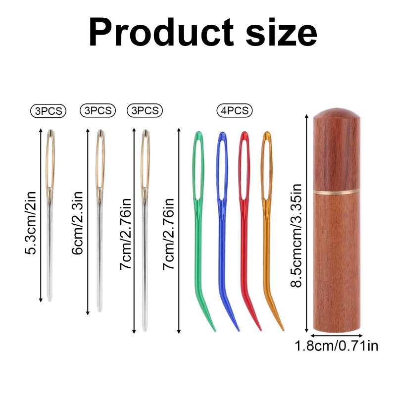 XIHIRCD 13pcs Large Eye Sewing Needles Kit, Stainless Steel Blunt & Bent Tapestry Needles with Wooden Case for Weaving Crochet Darning Yarn & Embroidery Knitting Crafts Projects Supplies Accessories - Image 2
