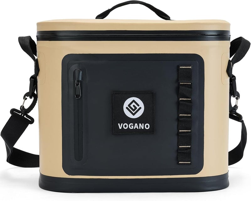 Vogano Soft Cooler - Insulated Leak-Proof Cooler Bag with Waterproof Zipper | 28 Can Portable Ice Chest for Camping, Beach, Travel, Picnic, Fishing (Khaki) - Image 1