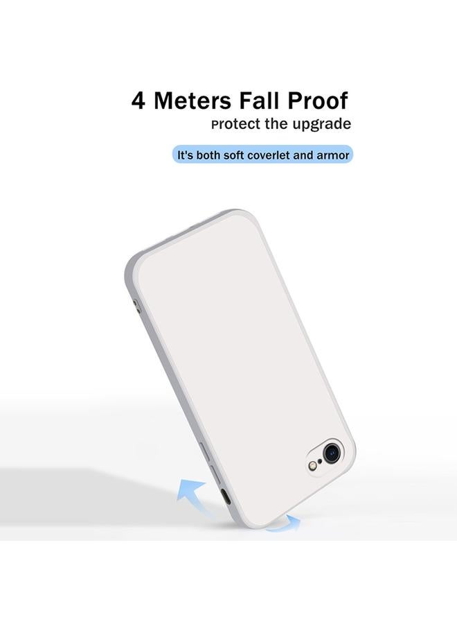اس-توب جراب لهاتف iPhone SE 2022 / SE 2020 / 8 / 7، مصنوع من السيليكون السائل المقلد بلون سادة، مع حافة مستقيمة وغطاء حماية كامل مقاوم للسقوط - Image 5