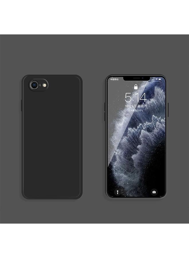 اس-توب جراب لهاتف iPhone SE 2022 / SE 2020 / 8 / 7، مصنوع من السيليكون السائل المقلد بلون سادة، مع حافة مستقيمة وغطاء حماية كامل مقاوم للسقوط - Image 2