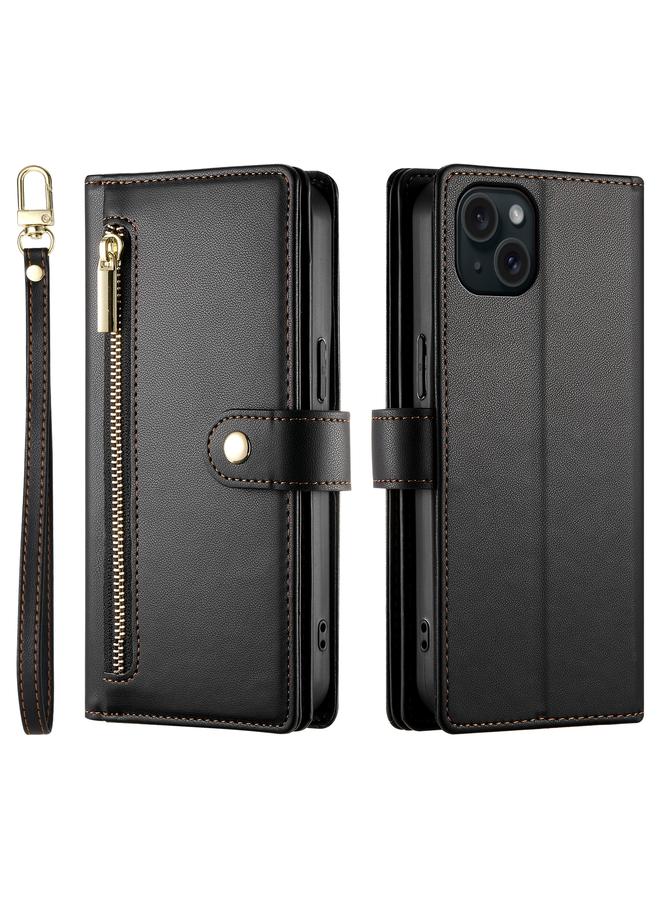 S-TOP Case For iPhone 15 Plus Nine Card-slot Zipper Wallet Bag Leather Phone Case - Image 2