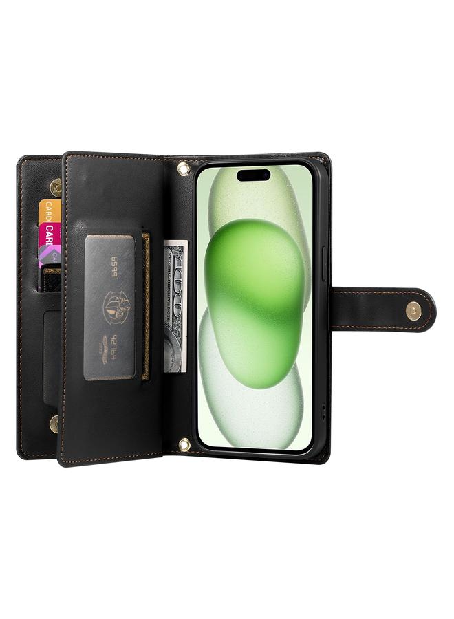 S-TOP Case For iPhone 15 Plus Nine Card-slot Zipper Wallet Bag Leather Phone Case - Image 3