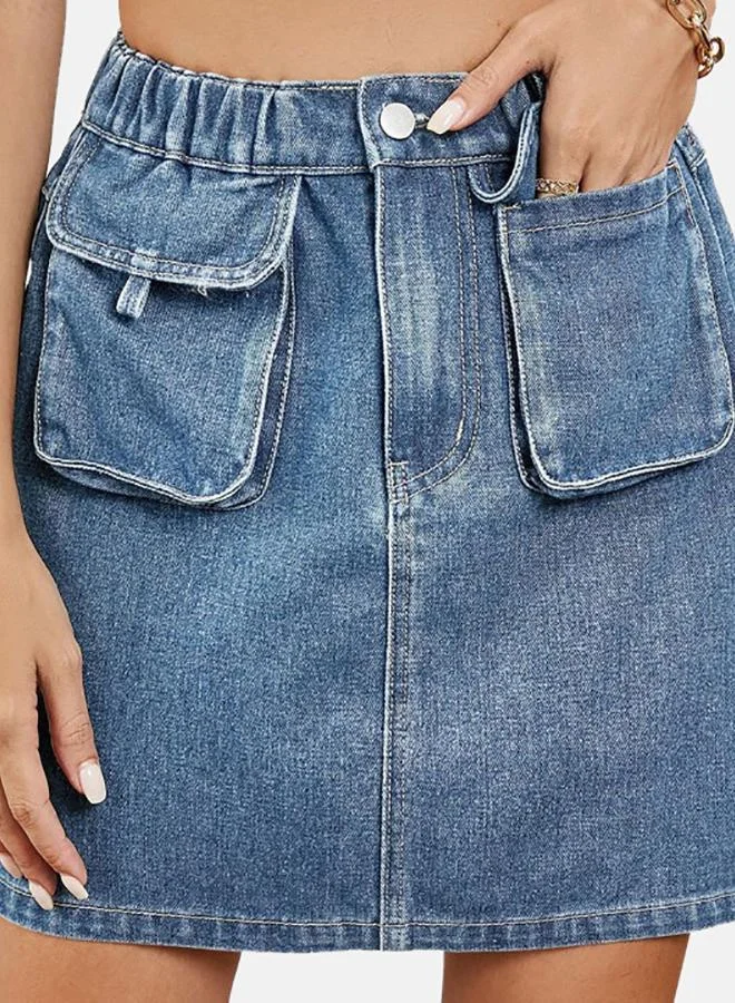 YUNIQEE Blue Denim Mini Skirts