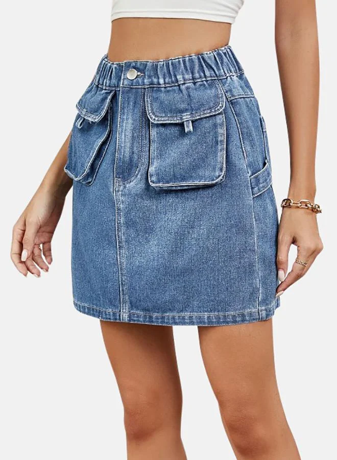 YUNIQEE Blue Denim Mini Skirts